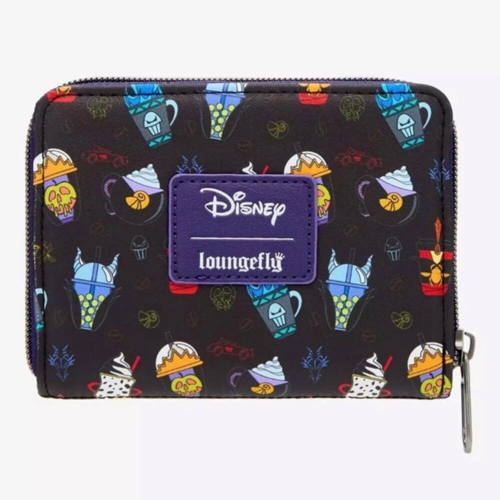 Loungefly Disney Villains Drinks Zip Wallet NWT